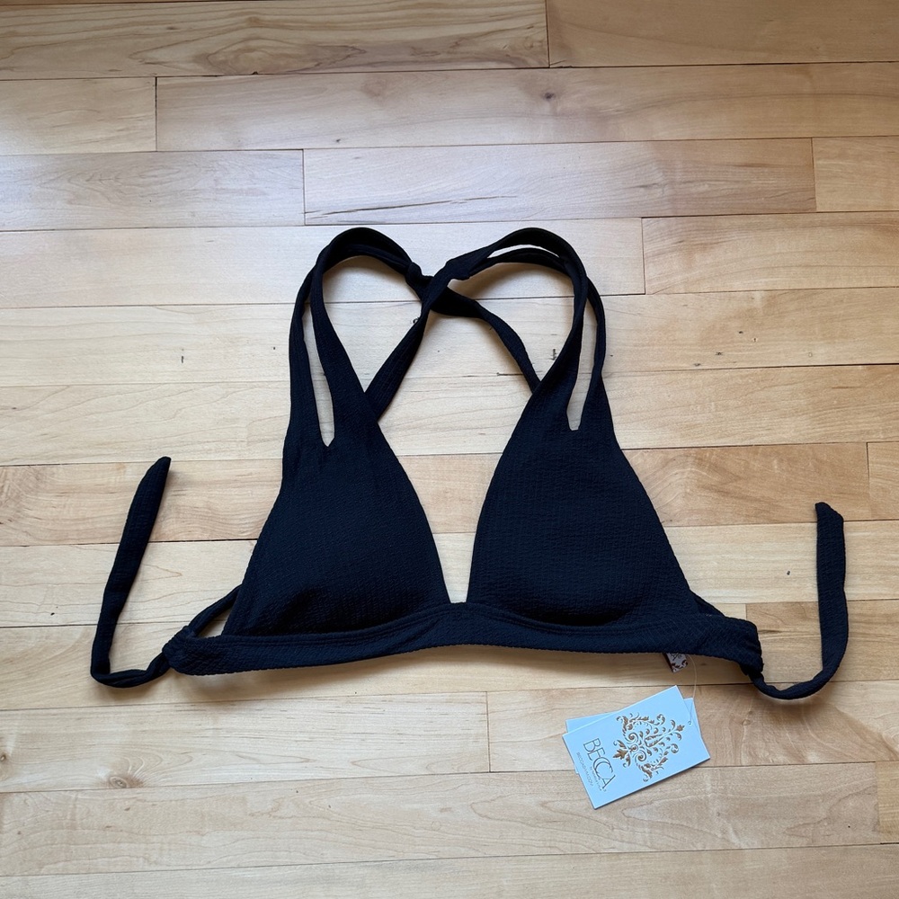 Navy Blue Ribbed Bikini Top